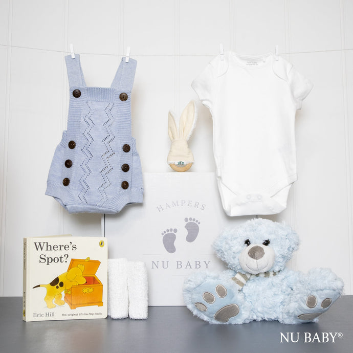 Blue Baby Knit Romper Hamper - Baby Gift Sets