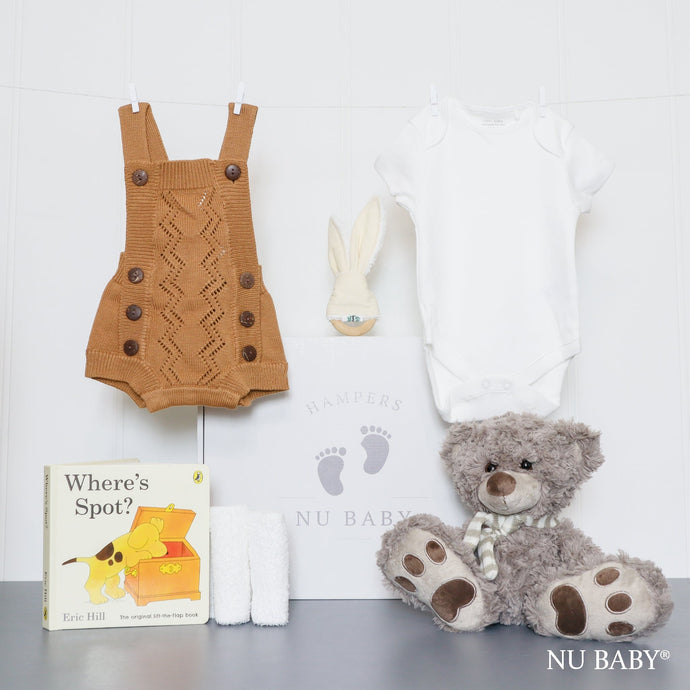 Brown Baby Knit Romper Hamper - Baby Gift Sets